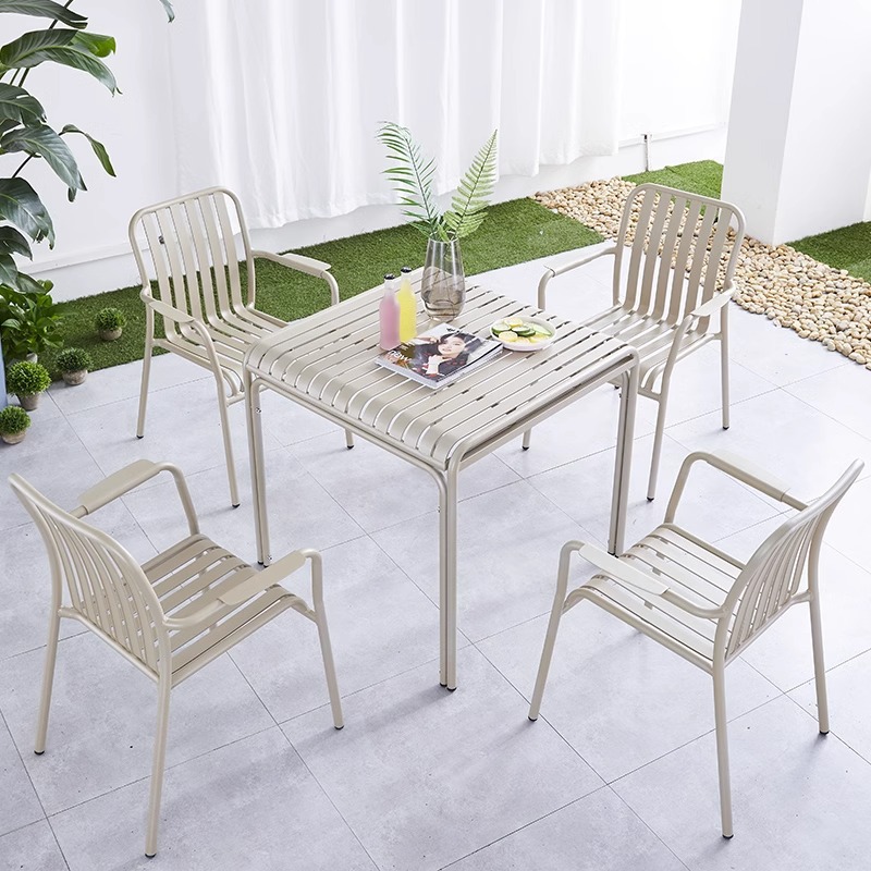 Internet Celebrity Milk Tea Shop Outdoor Table and Chair Combination Cafe Outdoor Table and Chairs Outdoor Courtyard Balcony Chair Garden Furniture