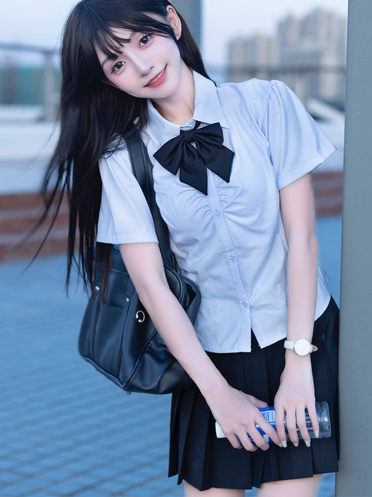 Women's shirt jk uniform long-sleeved top white shirt waist slimming autumn long-sleeved inner wear suit back strap