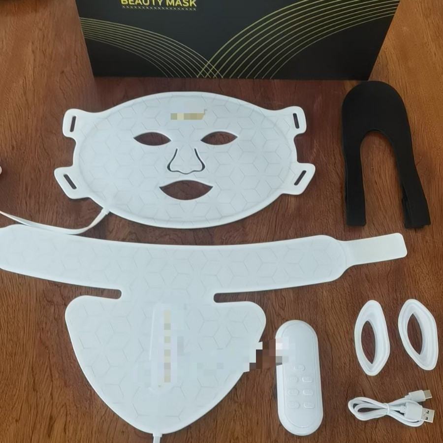 Silicone Mask Instrument Seven Color Light Mask Led Beauty Instrument 3D Three-Dimensional Beauty Mask with Neck Chest Rejuvenation