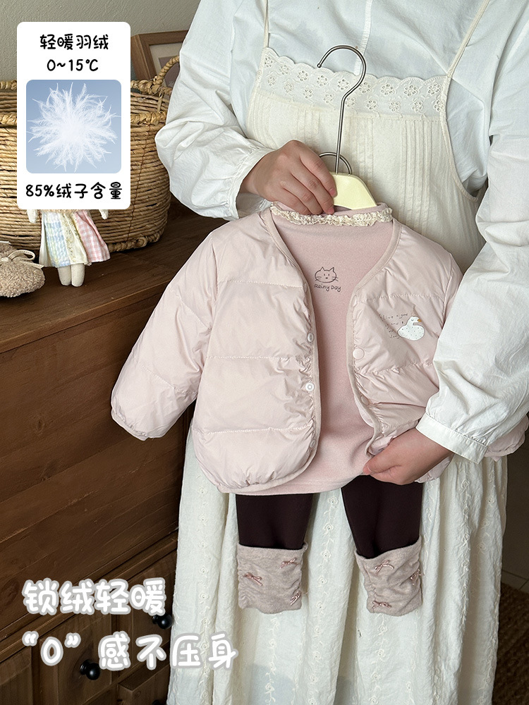 Girls' down Jacket 2025 New Stylish Autumn and Winter Baby Girl 90% White Duck down Coat Infant Warm A-Class