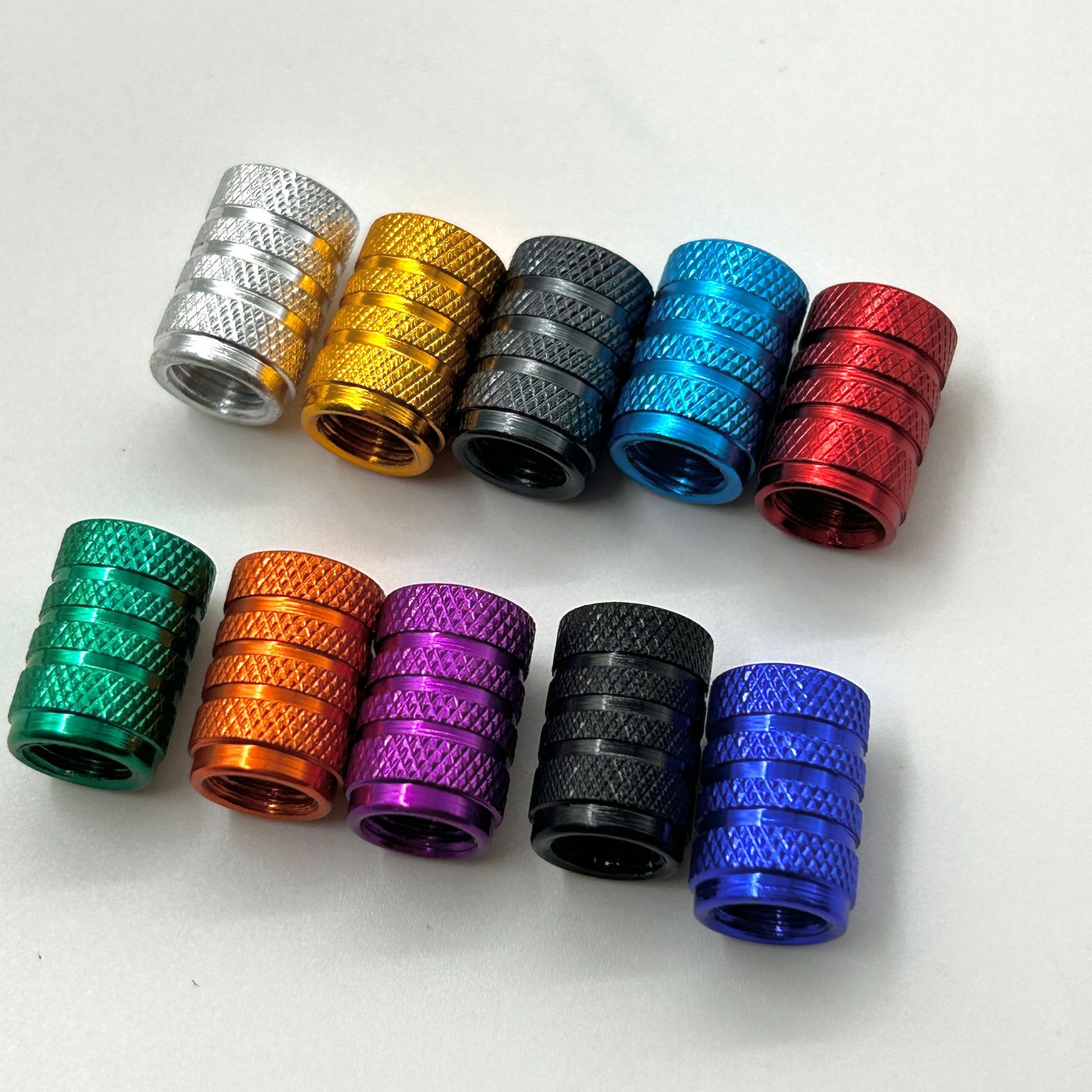 Car Tire Aluminum Alloy American Valve Cap Dust Cover Dust Cap Knurled Cap 10 Colors in Stock