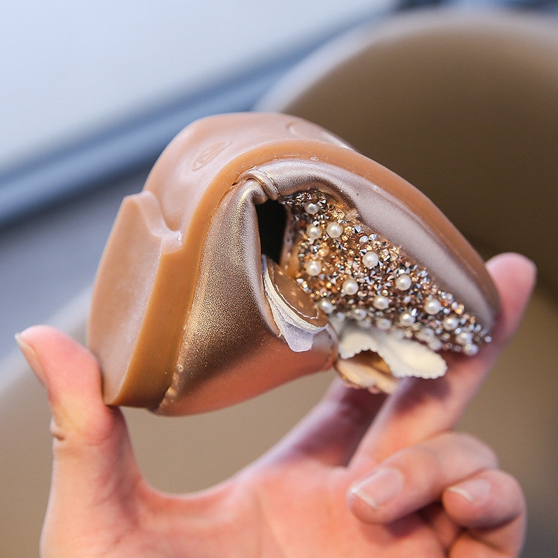 Popular Pearl Soft Sole Girl Princess Shoes Autumn New Fashion Girl Shoes Korean Style Bow Children's Crystal Shoes