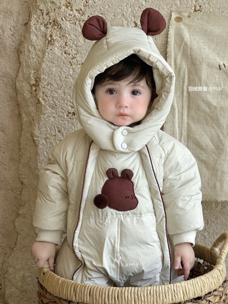茉茉哩婴儿冬装羽绒服男女宝宝羽绒连体衣保暖新生可爱外出服冬天