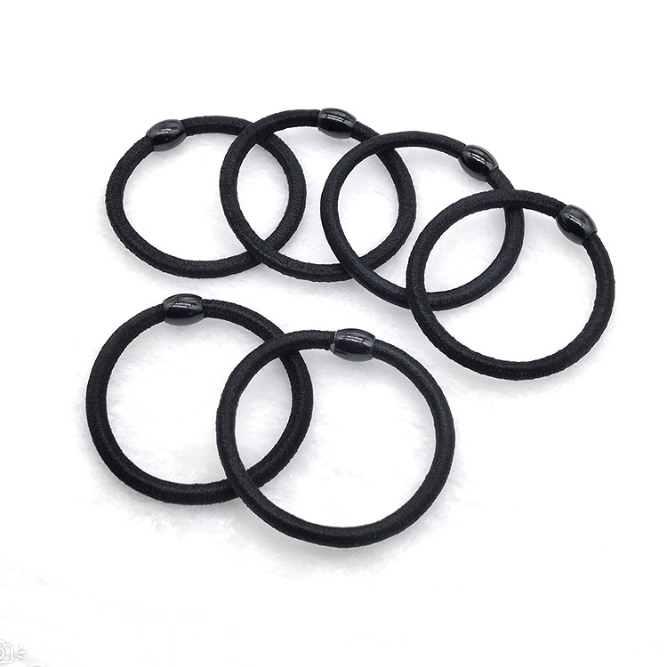 Korean version of beaded basic hair rope 06 black high elastic bold simple bottoming hair rope 2 yuan store supply