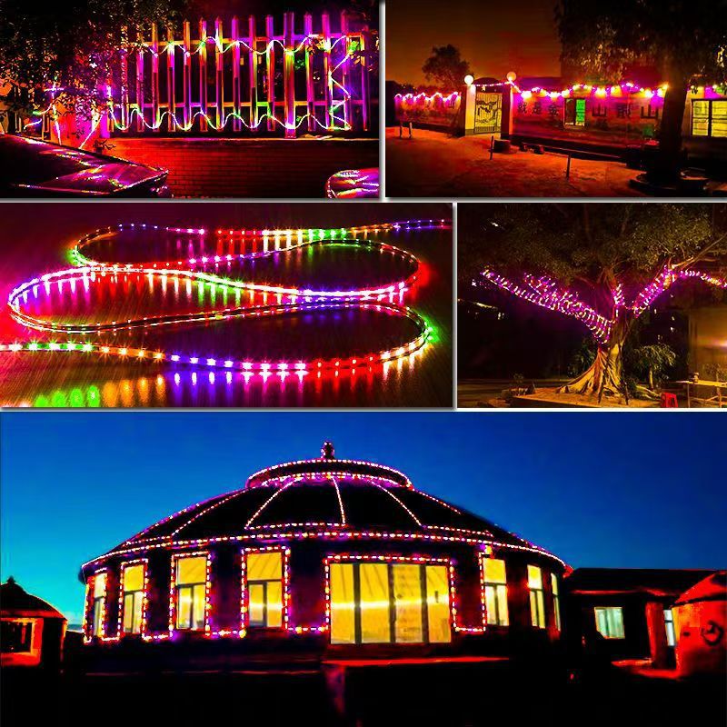 Colorful horse running water LED strip 220v outdoor waterproof rgb super bright color change decorative atmosphere signboard soft light bar