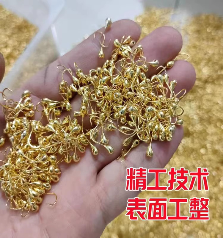Small Golden Lump, Sky Hook, Golden Haixi Golden Beard Fish Hook, Bulk Traditional Wild Fishing Seven-star Floating Oblique Through-heart 45-degree Crucian Carp
