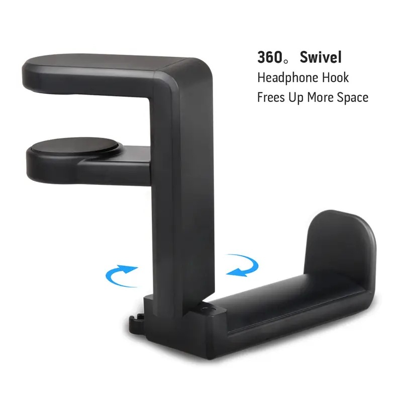 Tableside Clip-On Hook Headphone Stand 360 Degree Rotating Headphone Stand Storage Headphone Stand Free of Installation