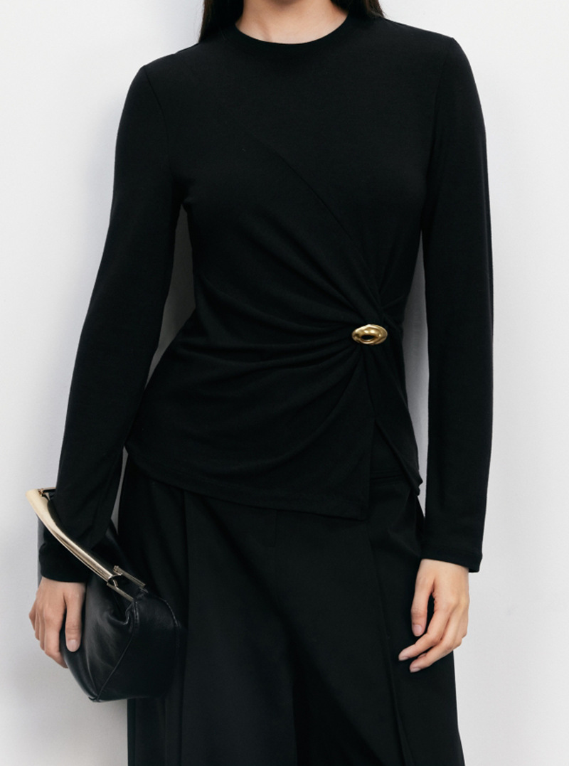 Autumn European and American Style Fashionable Slim-Fit Knitwear with Metal Decoration, Custom Pattern Making and Processing by Dalang Woolen Factory