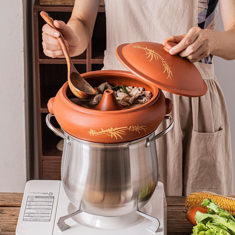 Пароварка курица Юннань Цзяньшуй, паровая кастрюля, газовая кастрюля, бытовая кастрюля, коммерческая, курица на пару, нефиолетовая глиняная кастрюля