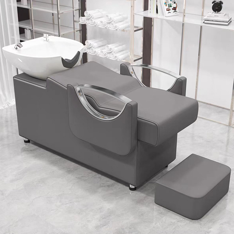Shampoo Bed Barber Shop Semi-Lying Hair Salon Flushing Shampoo Bed Ceramic Basin Hair Salon Massage Flush Bed Shampoo Bed