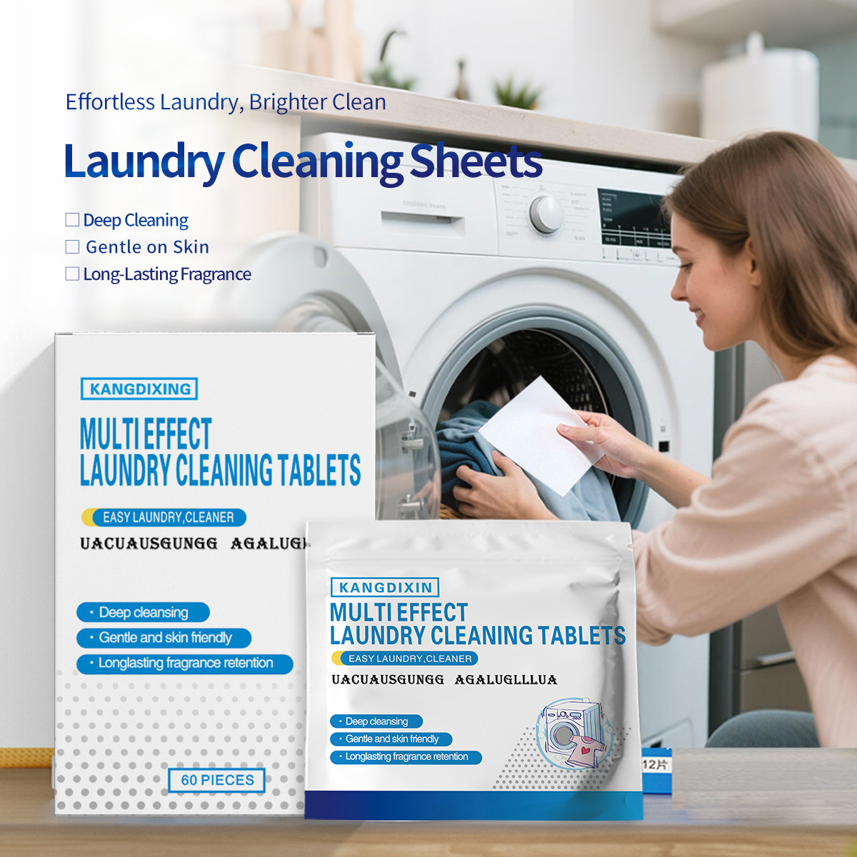 Cross-Border Tiktok Laundry Detergent Sheets Cleaning Laundry Tablets Laundry Paper Stain Removal Laundry Tablets Portable Laundry Tablets Cleaning Tablets