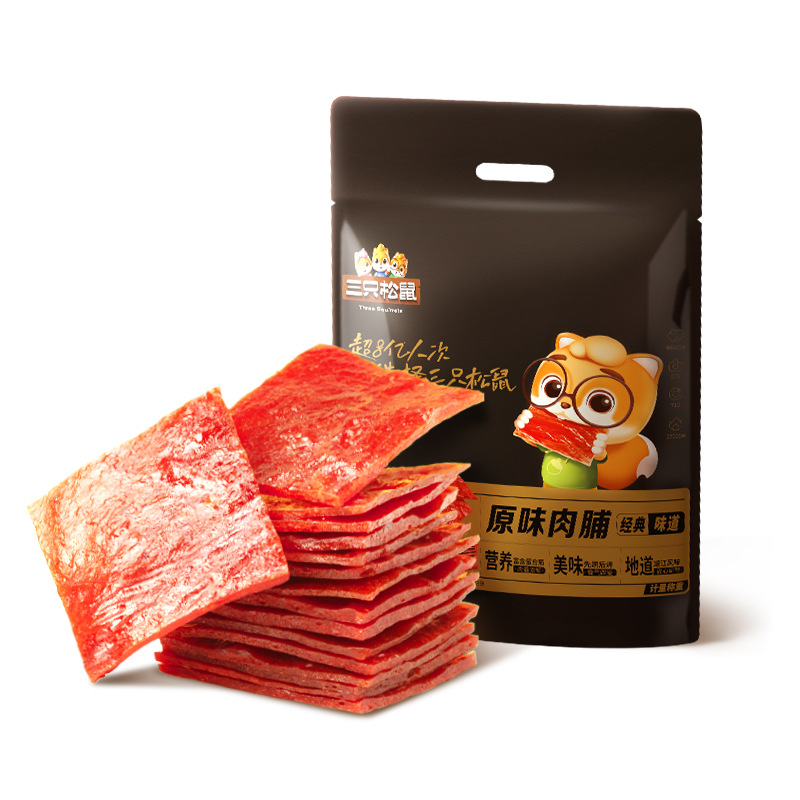 [Three Squirrels_Original Flavored Dried Pork/120 Packs/Materially Weighing] Jingjiang Dried Pork High Protein Snacks