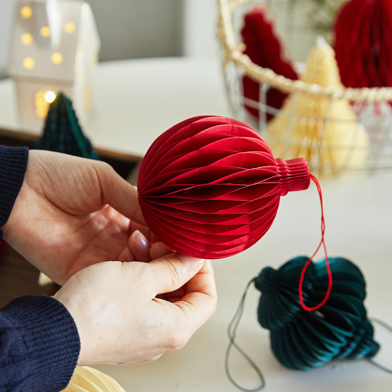 Spring Festival Christmas Honeycomb Lantern Hanging Decorations Shopping Mall Window Christmas Tree Decoration Origami Red Lantern Small Hanging Ornaments