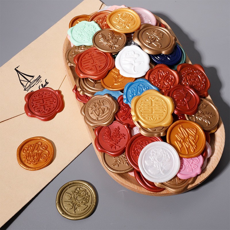 Wedding Wax Flakes Fire Paint Seal Seal Envelope Seal Fire Paint Wax Label Blessing Words Wedding Happy Words Fire Paint Wax Label
