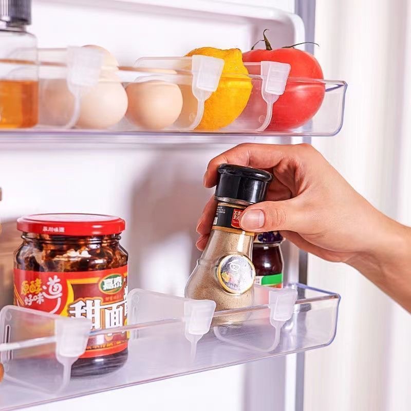 Multifunctional Household Refrigerator Divider Organizer with Freely Adjustable Snap-On Grid Holder Clip to Organize Refrigerator Door Divider Clip