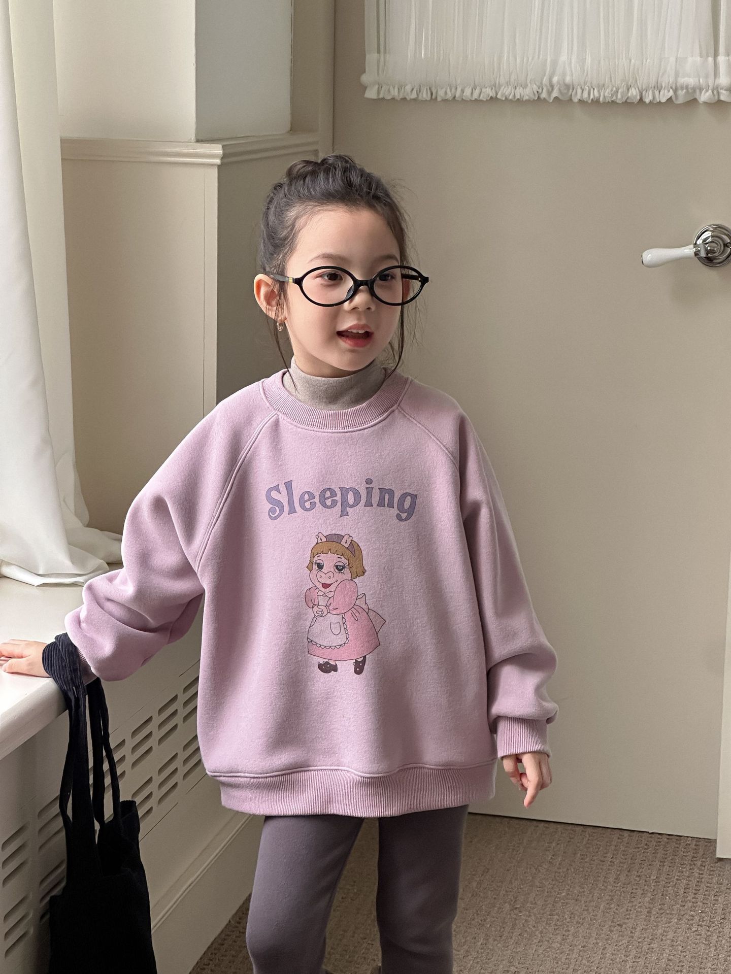 [Fleece-Lined] Elmo Beibei Korean-Style Casual School Pullover Sweatshirt for Boys and Girls, Warm Cartoon Sweatshirt