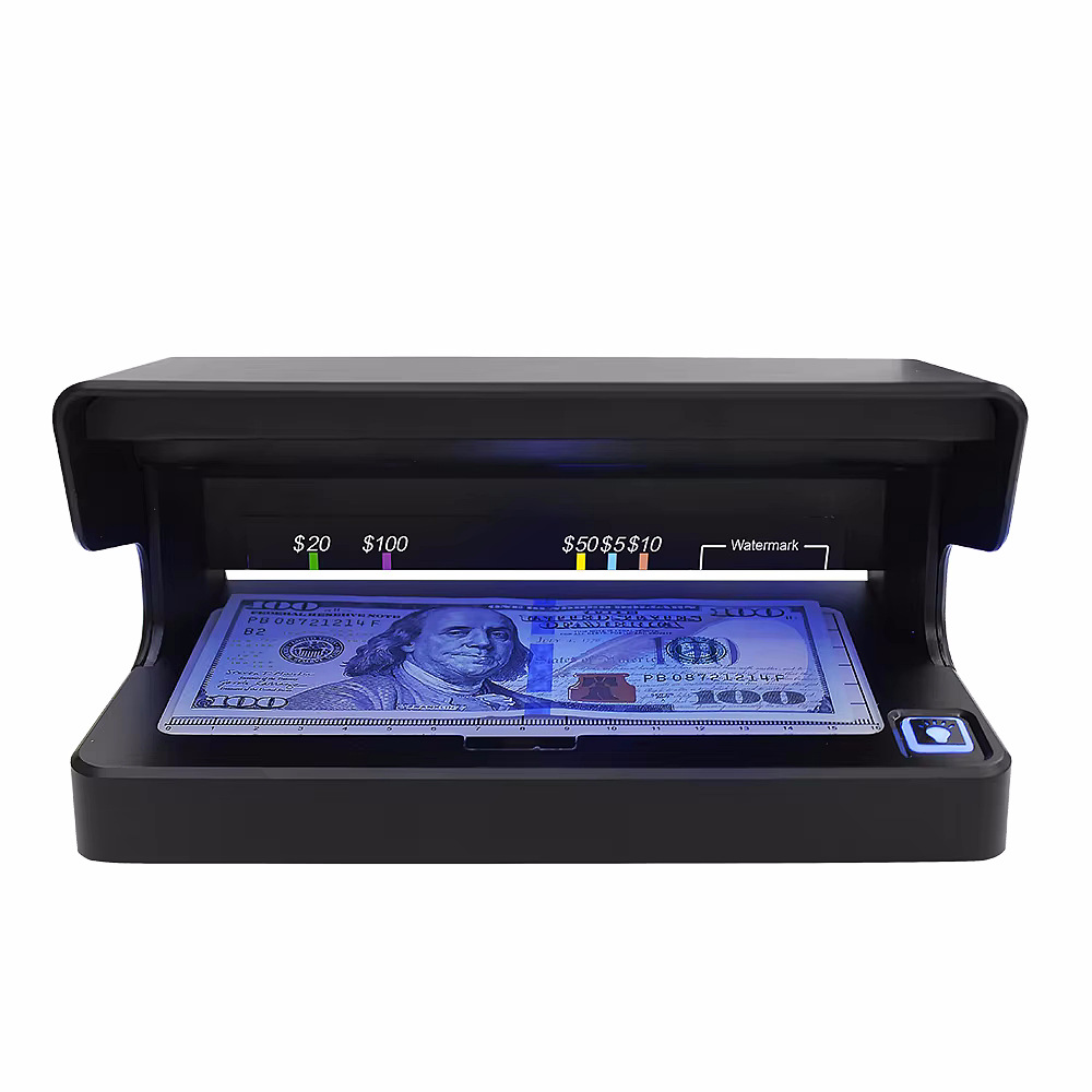 Small Mini Desktop Banknote Detector Battery Model Portable Purple Watermark Multi-National Currency Fluorescent Lamp Banknote Detector