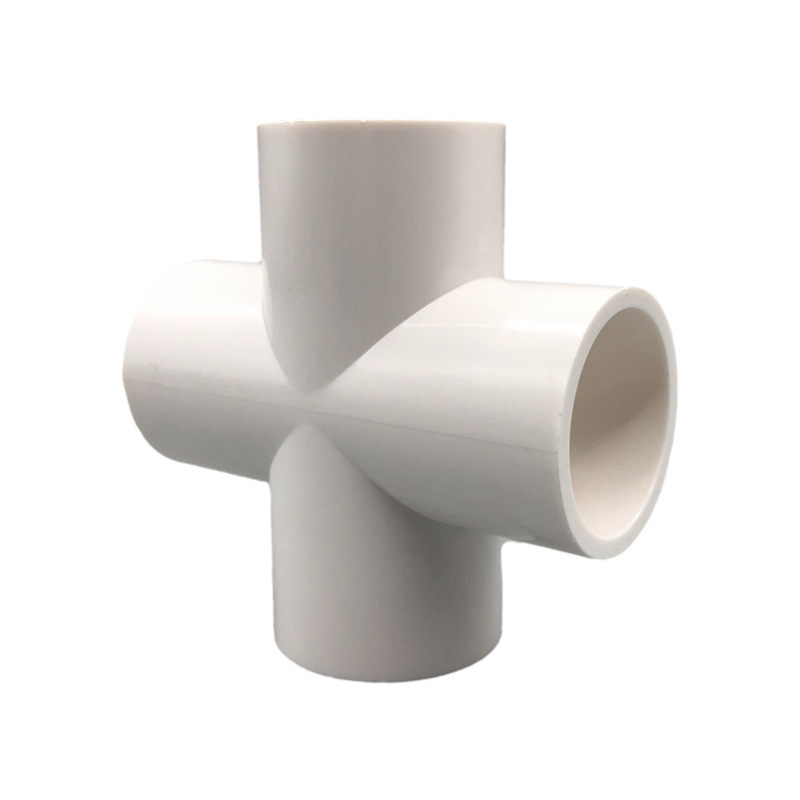 PVC flat cross 20 25 32 40 50 63 75 90 110mm equal diameter four fork water pipe joint fittings