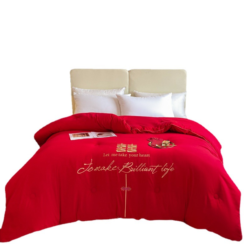 Wedding Quilt, Wedding Quilt, Red Embroidered Quilt Core, Thickeneded Velvet Embroidered Quilt, Spring & Fall Quilt, Winter Quilt, Wedding Quilt E18