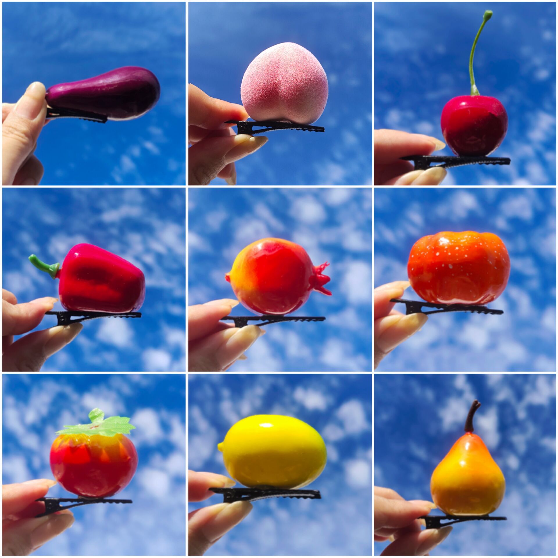 Заколки для волос в виде фруктов и овощей, милые и забавные заколки