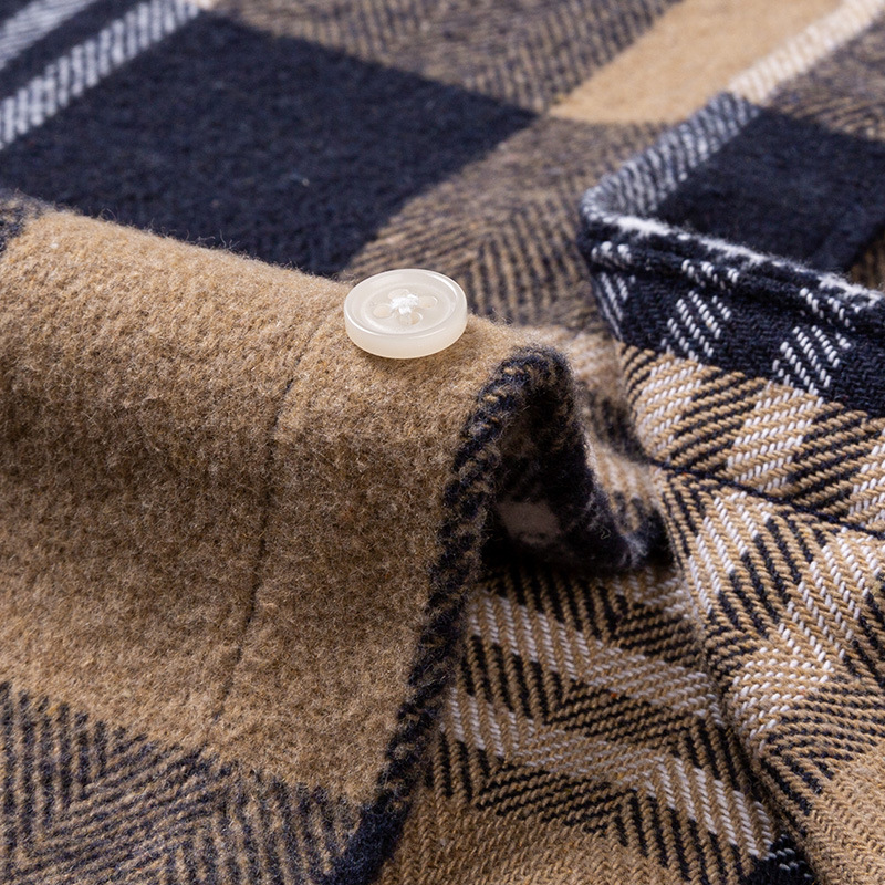 Flannel cotton shirt autumn and winter style not fleece-lined Plaid men's shirt fashion thick long sleeve shirt wholesale