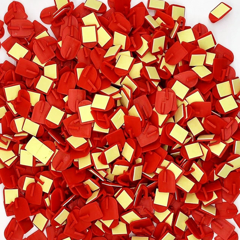 Wedding festive seamless hook strong non-perforated sticky hook red plastic hook copper small jewelry sticky hook wholesale