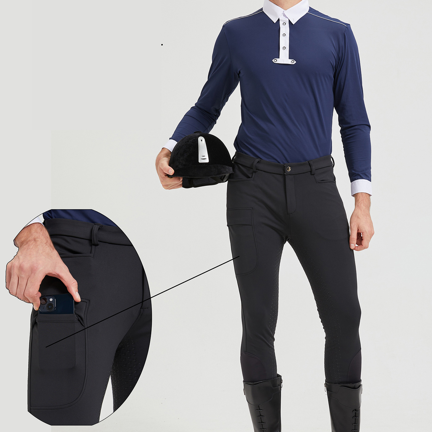 Men's Breeches Riding Pants Spring and Summer Four Seasons Adult Men's Equestrian Pants High Elastic Slim-fit Quick-drying Breeches Silicone Non-slip