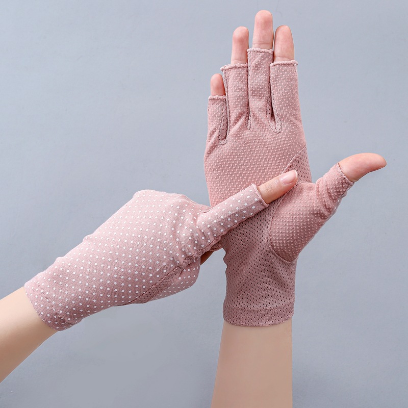 Women's Spring and Summer Half Finger 7039 Finger Thin Outdoor Non-slip Touch Screen Anti-ultraviolet Riding Sun Protection Gloves