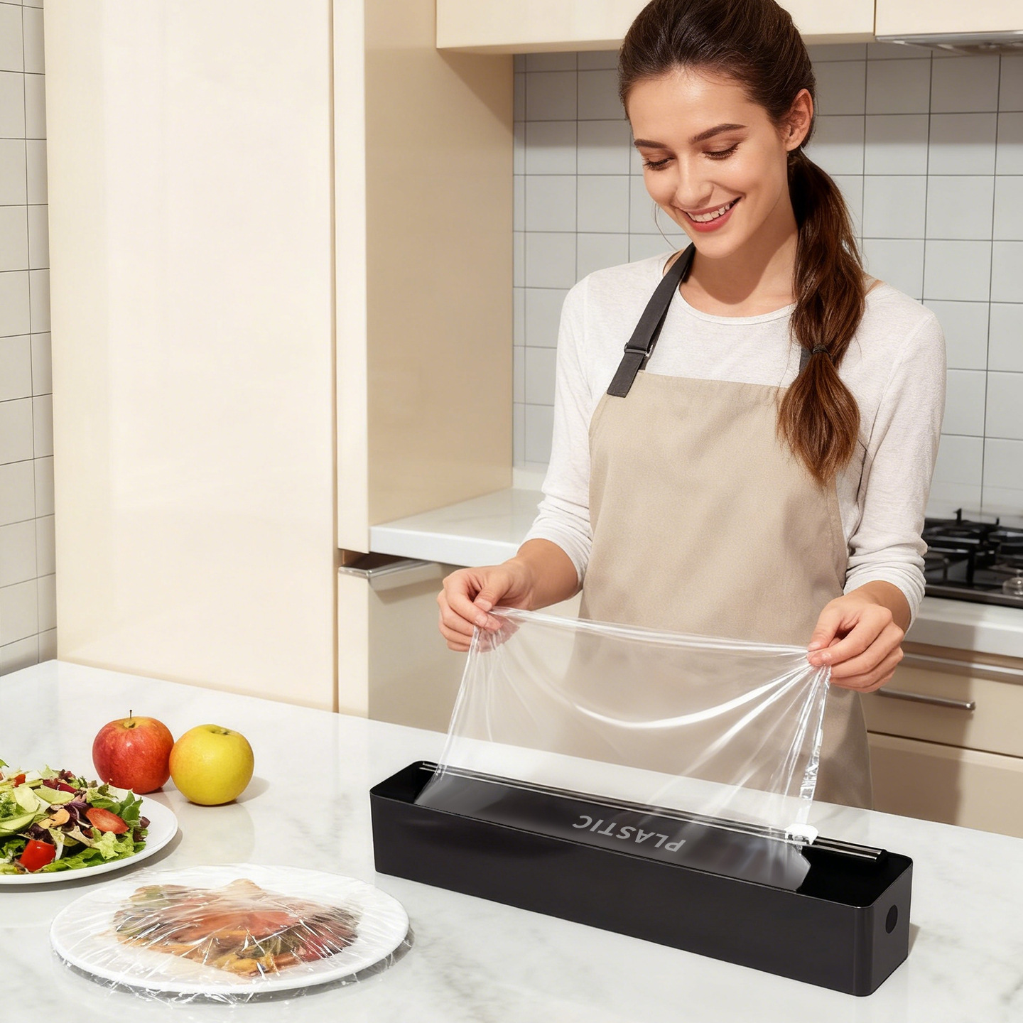 501 Plastic Wrap Cutter Baking Tin Foil Two-Way Sliding Knife Cutting Box Household Magnetic Wall-Mounted Storage Box