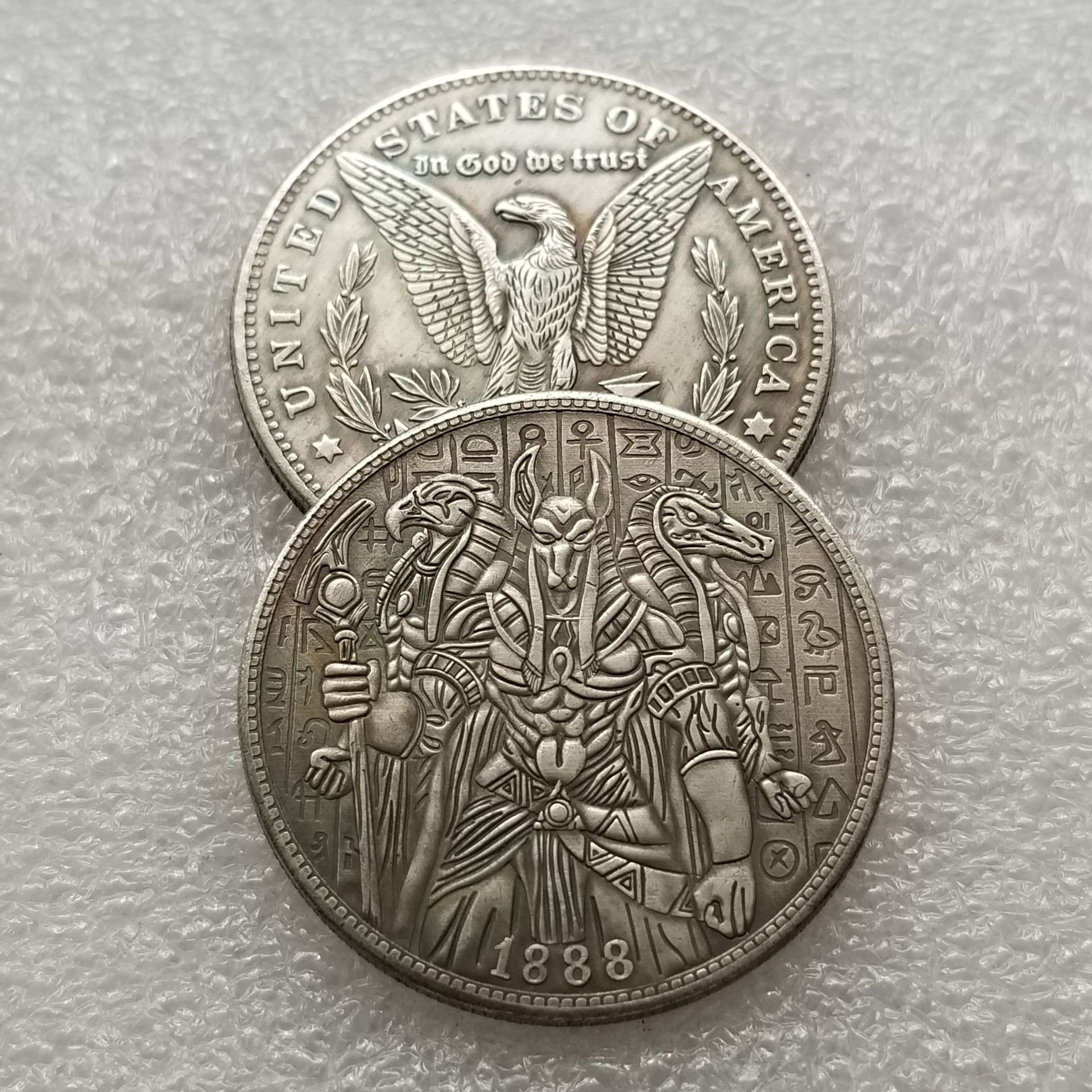 Antique Crafts 1888 Tramp Coin Brass with Silver Plating Material # 4643