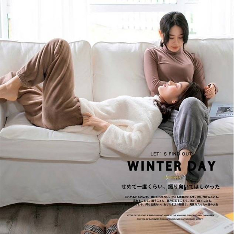 Double-sided Velvet Warm Pants Women's Winter Warm Coral Velvet Casual Loose Pajama Pants Home Student Lazy People Warm Pants