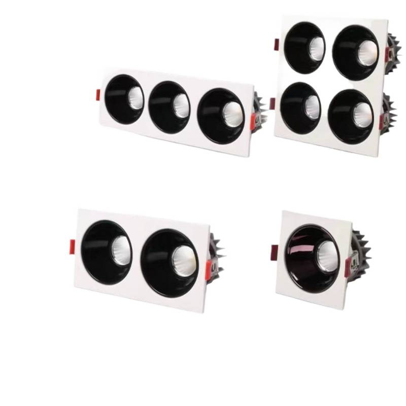 Double-Headed Downlight Embedded Spotlight Bucket Lamp Led Home Living Room Without Main Light Anti-Glare Lamp Single-Headed Three-Headed Square