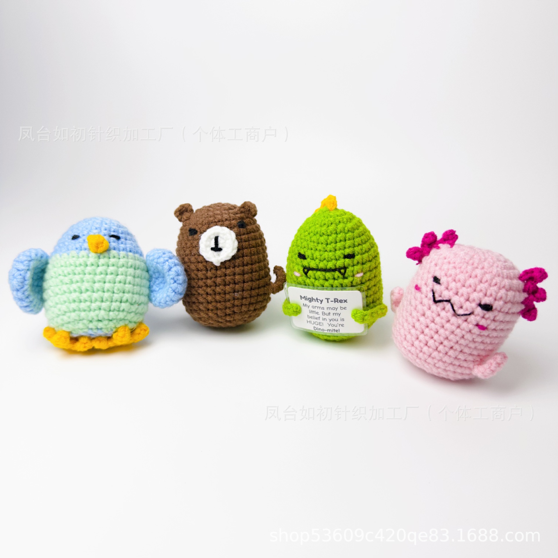 Cross-Border Popular Finished Products Handmade Woolen Knitted Doll Accessories Christmas Bear Dog Shark Salamander Parrot