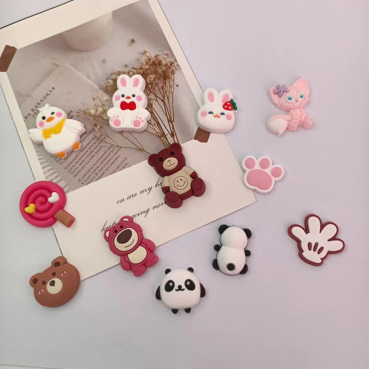 pvc soft glue jewelry DIY accessories small size doll bear rabbit cartoon animal hair clip decoration mobile phone tablet shell jewelry