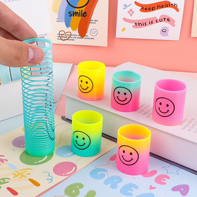Mini Smiley Rainbow Circle Post-80S Nostalgic Elastic Circle Telescopic Magic Circle Kindergarten Baby Toy Street Stall Wholesale