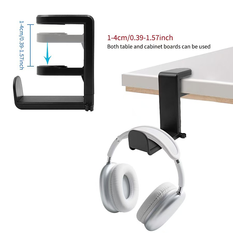 Headphone Stand 360 Degree Rotating Headphone Stand Desk Clip-On Hook Storage Headphone Stand Free of Installation
