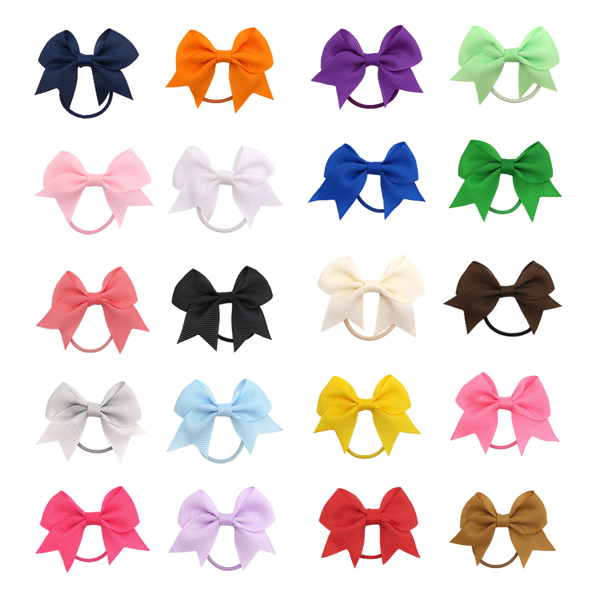 Cross-border 6cm Solid Color Rib with Bow Hair Rope Hair Ring Female Children Swallow Tail Rubber Band Baby Hair Rope Hair Accessories
