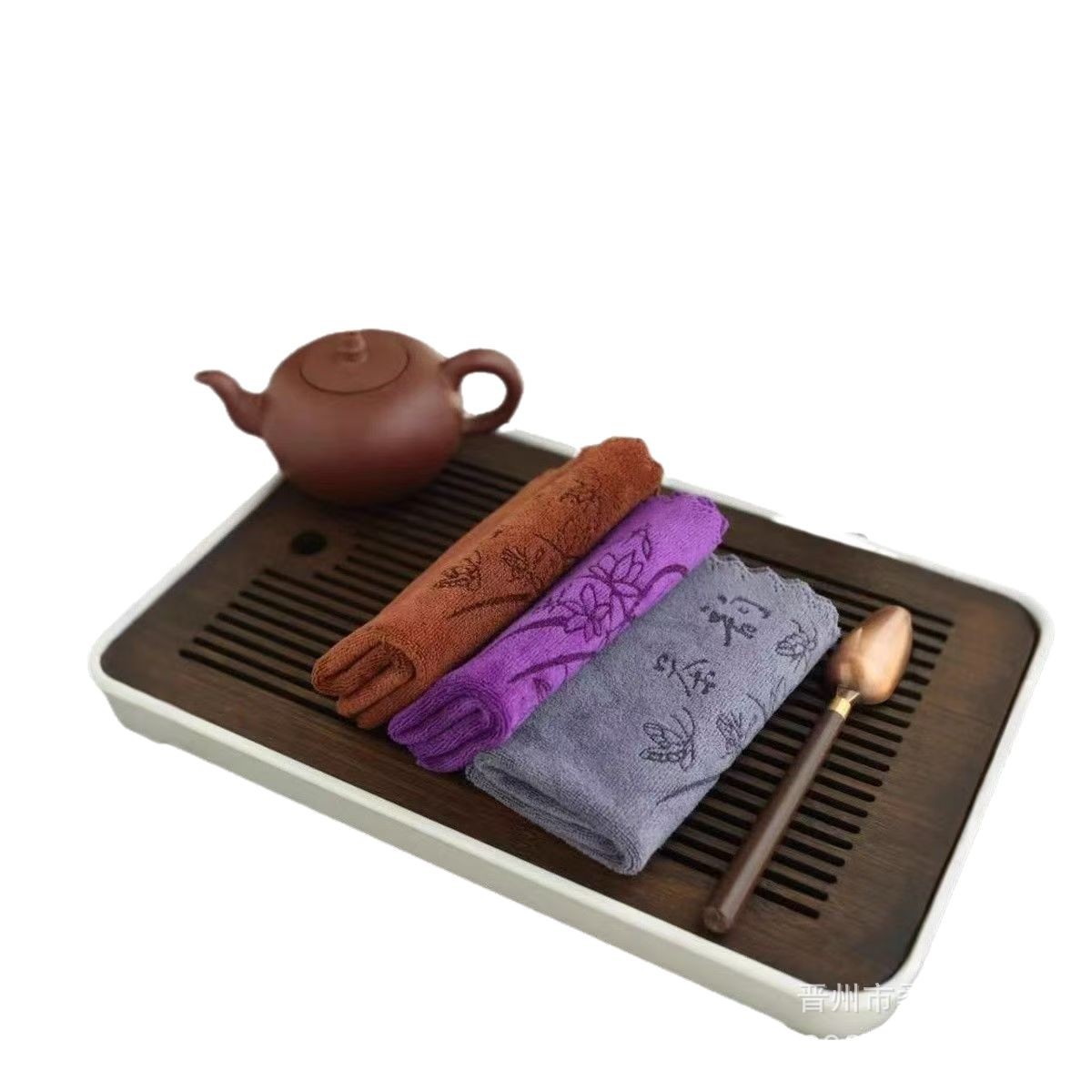 Tea towel tea cloth thickened soft absorbent tea set towel lint-free logo tea washing tablecloth square pot towel