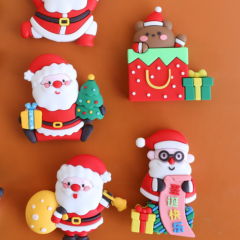 [Original] Christmas cake decoration soft rubber semi-three-dimensional Santa Claus Christmas tree soft rubber plug-in card