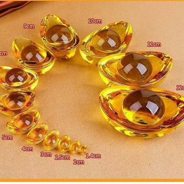Crystal Ingot Ornaments Bring Wealth and Good Fortune, Auspicious Decorations for Home and Office, Implying Good Things, Citrine Chinese-Style Ornaments