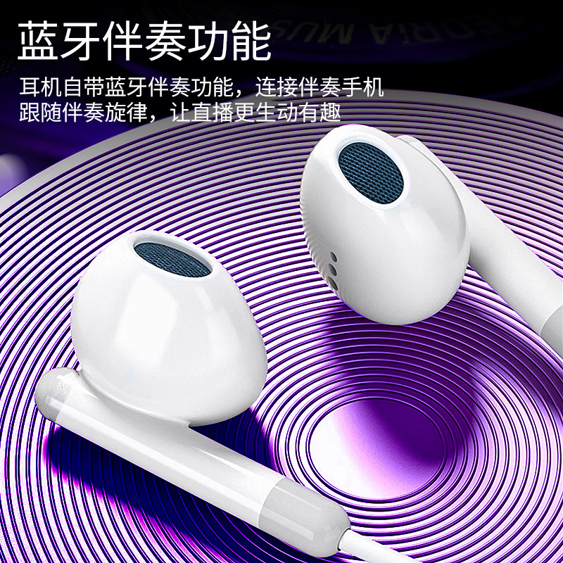 The New Wired Live Broadcast Sound Card Headset Supports Bluetooth Accompaniment Karaoke, Comes with Microphone, Reverberation, Voice Change and Noise Reduction