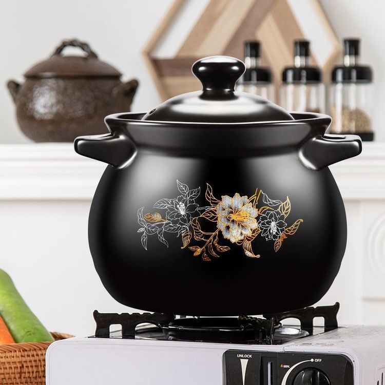 Casserole Stew Pot, High Temperature Resistant Health-Preserving Stew Pot, Ceramic Casserole Pot, Soup and Porridge, Household Open Flame Stone Pot, One Piece Free Shipping