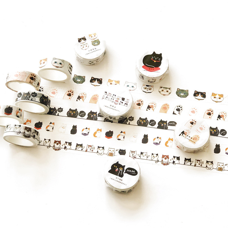 Креативная милая кошка и бумажная лента декоративная лента для девочек милый коллаж базовая ручная декоративная лента 6