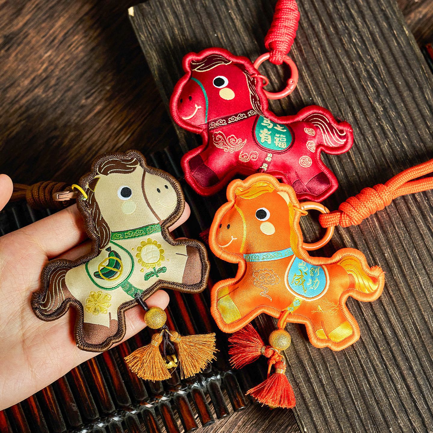 2026 New Year Embroidered Pony Sachet Pendant New Chinese Style Year of the Horse Creative Sachet Pendant Tassel Car Hanging Door Hanging