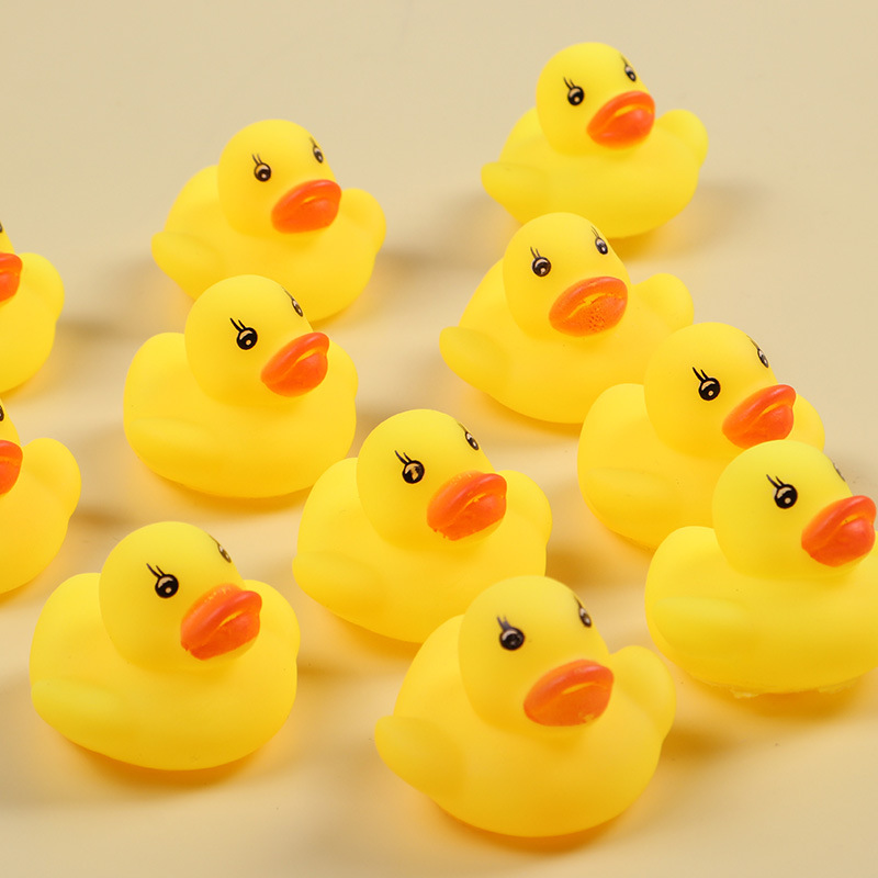 Cross-Border Water-Proof Little Yellow Duck Pinch and Screaming Little Duck Bath Toy Swimming Pool Decompression Milk Tea Shop Small Gift