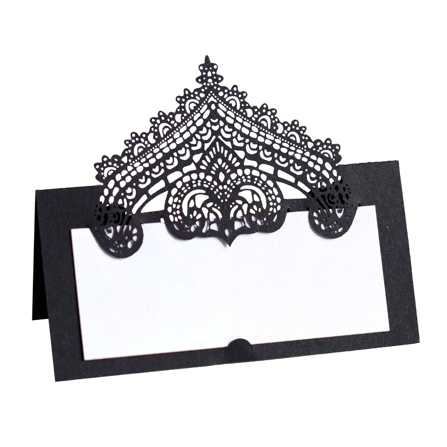 Свадебные лазерные карточки мест, ажурные, трехмерные, черные кружевные таблички для имен, для регистрации на столе