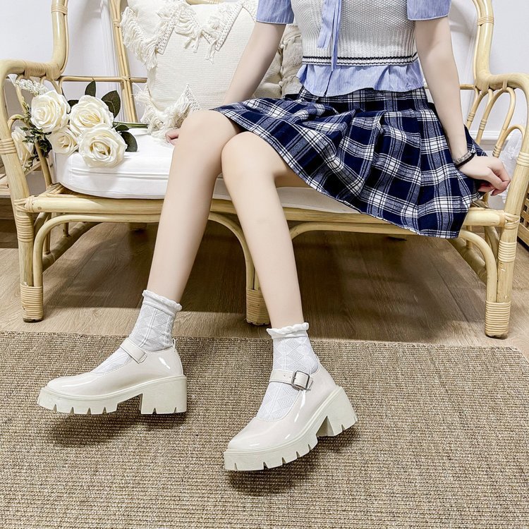 Platform Thick-Soled Retro Mary Jane Shoes for Women 2025 New Four-Season Japanese Style Fashion Thin Small Leather Shoes Wholesale