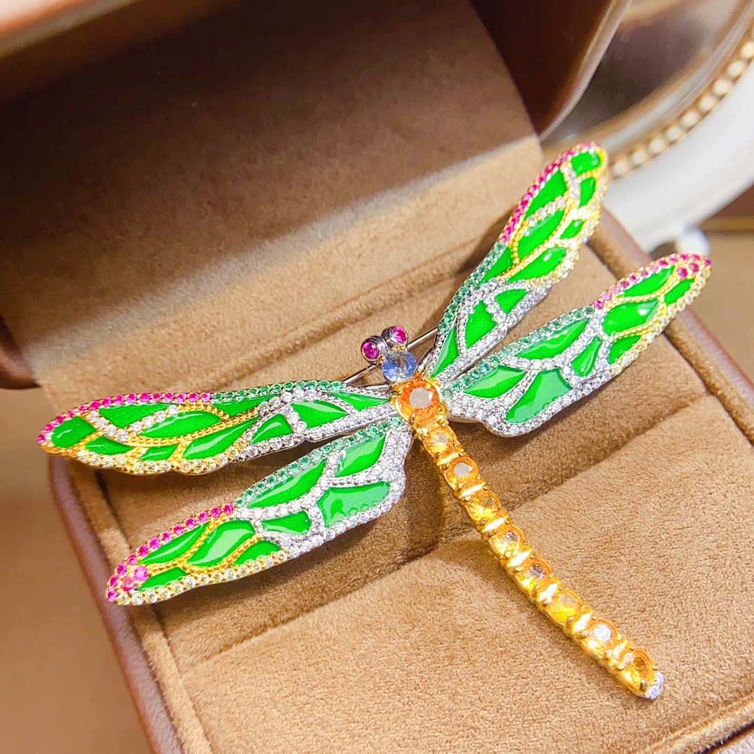 Factory Wholesale Popular Natural Sapphire Brooch S925 Silver Inlaid Main Stone 4*4 Hot Selling European and American Dropshipping