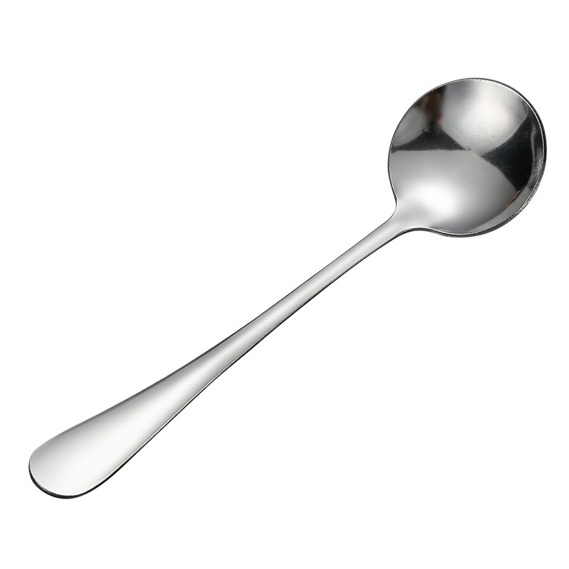 Korean 410 Stainless Steel Spoon Household High-Value Ice Cream Spoon Dessert Spoon Kidsren's Rice Spoon Spoon Small Round Spoon