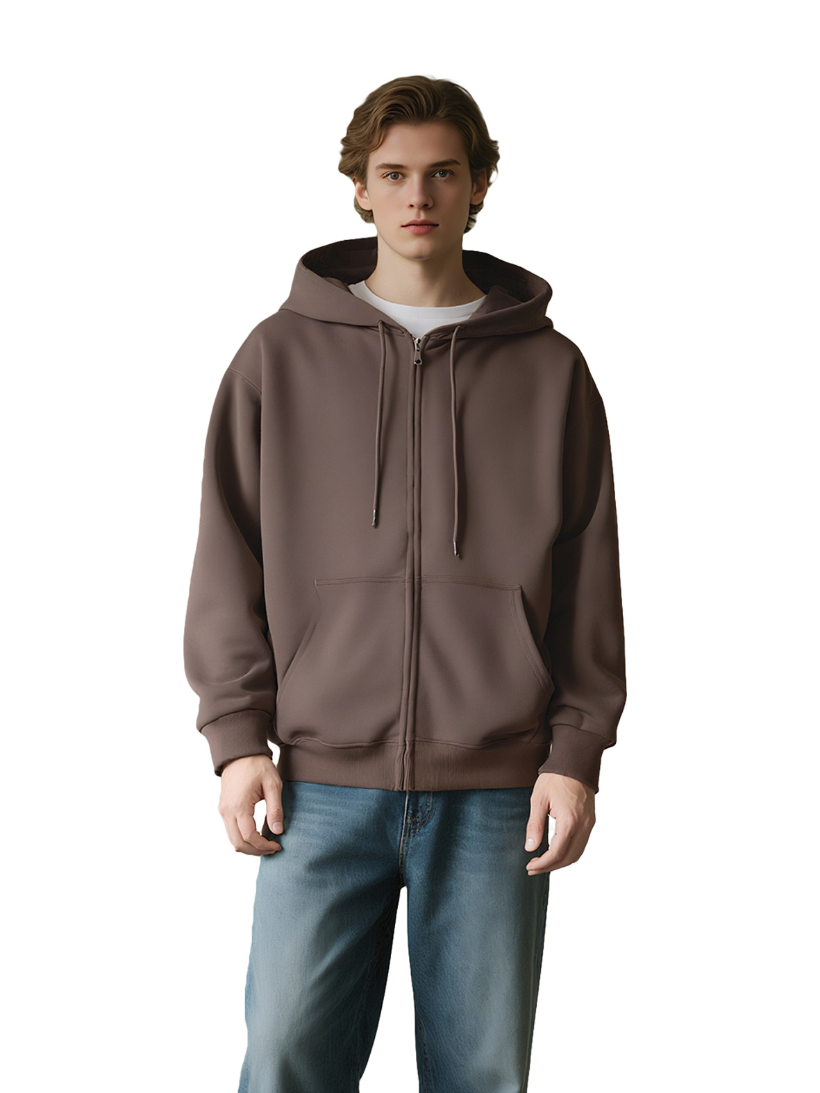 350g Heavyweight Pure Cotton Zip-Up Hoodie Sweatshirt Jacket for Everyday Wear, Parent-Child Matching Kids' Sweatshirt with Logo Printing